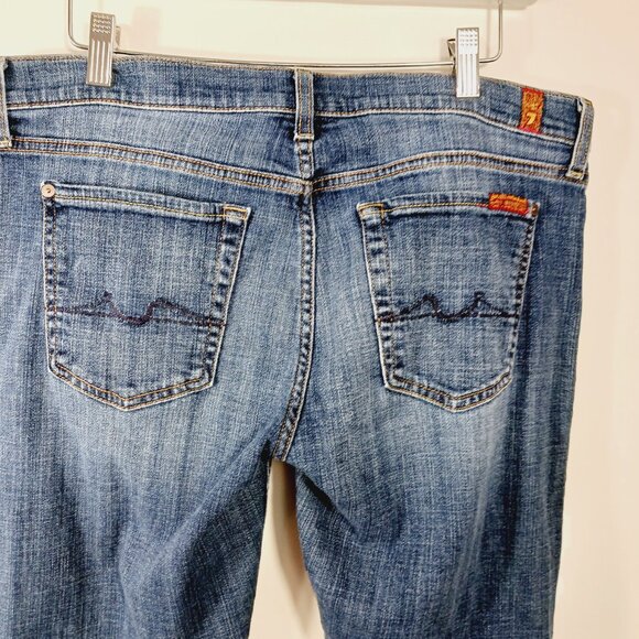 7 For All Mankind Jose Fina Boyfriend Skinny Jeans Size 30, Med Wash, Button Fly - Picture 8 of 16